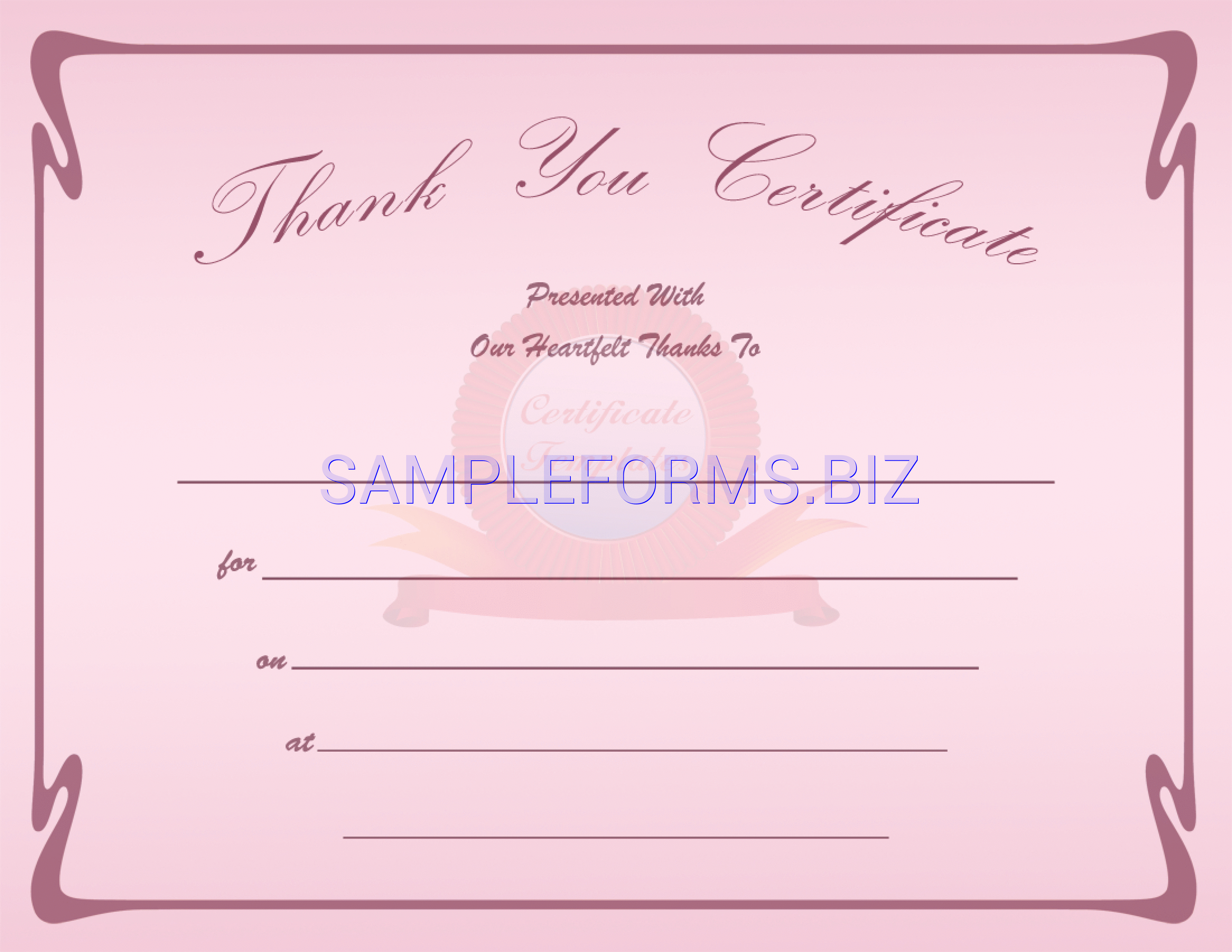 Preview free downloadable Thank You Certificate 2 in PDF (page 1)